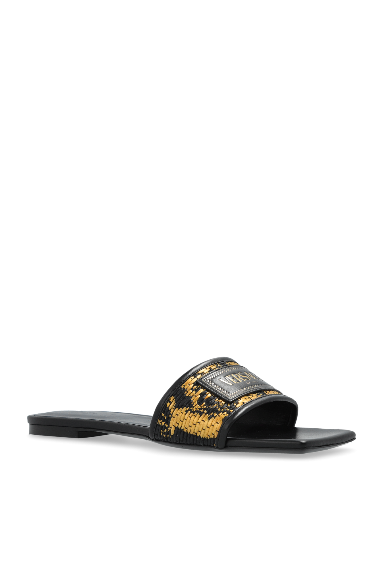 【関税＆送料込み】Versace Sandals Versace Gold Medusa Head Slides Sandals Black 10 US (40 Eu